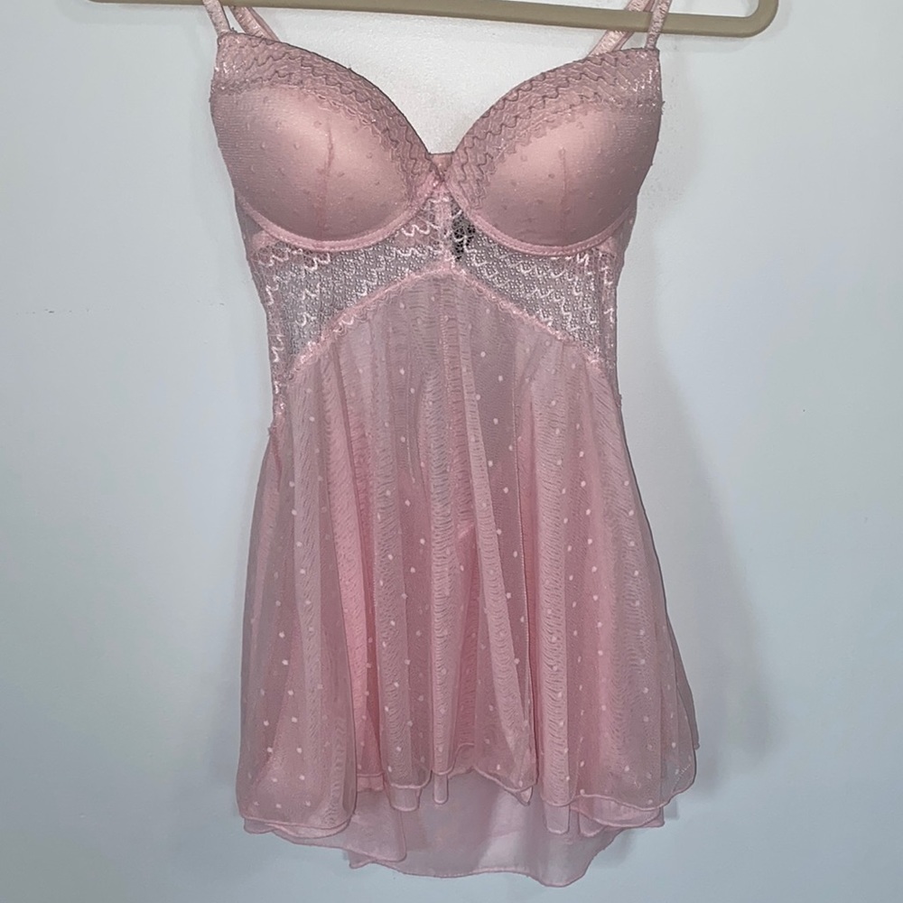 Rene Rofe Pink Polka Dot Babydoll🌸 Size Small